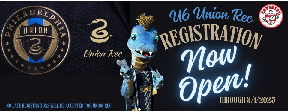 U6 Union Rec Registration NOW OPEN!